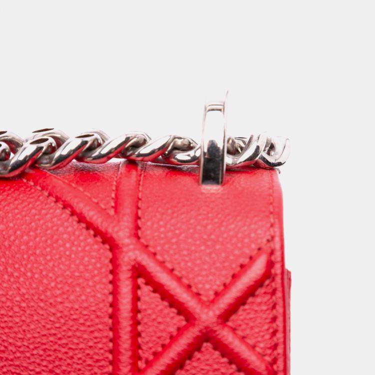 Pre Owned Dior Red Medium Grained Calfskin Diorama Flap