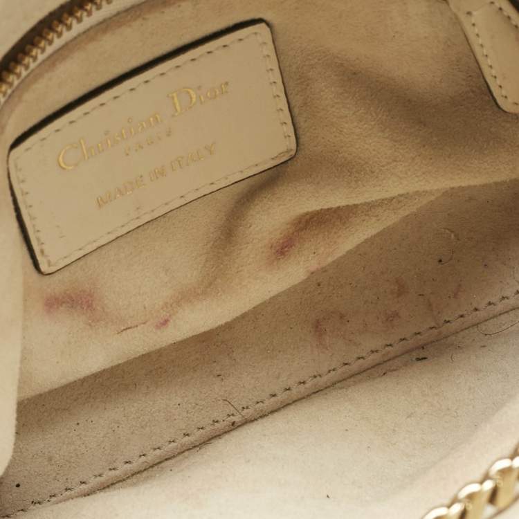 Pre Owned Dior Red/White Leather Mini Floral Embroidered Lady Dior Tote