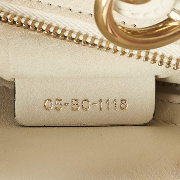 Pre Owned Dior Red/White Leather Mini Floral Embroidered Lady Dior Tote