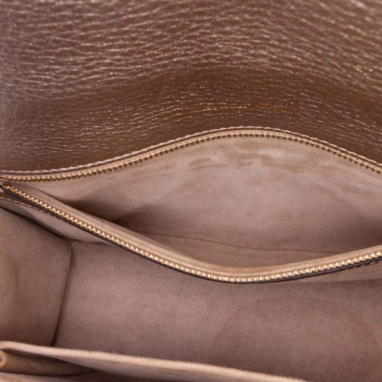 Pre Owned Dior Gold Medium Metallic Grained Calfskin Diorama Flap