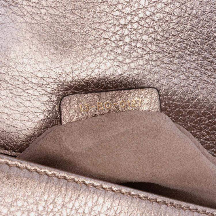 Pre Owned Dior Gold Medium Metallic Grained Calfskin Diorama Flap