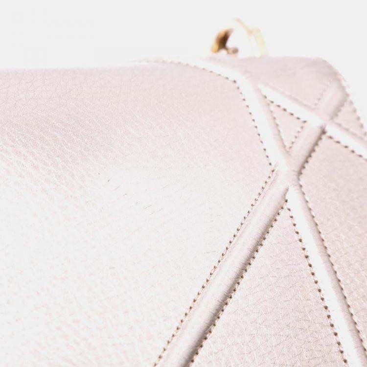 Pre Owned Dior Gold Medium Metallic Grained Calfskin Diorama Flap