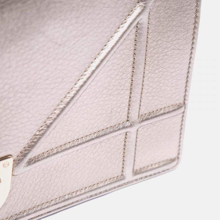 Pre Owned Dior Gold Medium Metallic Grained Calfskin Diorama Flap