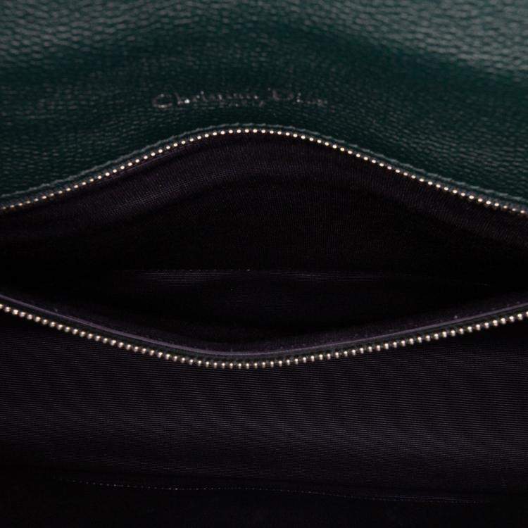 Pre Owned Dior Green Large Grained Calfskin Diorama Flap