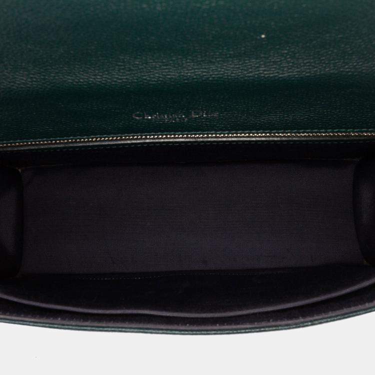 Pre Owned Dior Green Large Grained Calfskin Diorama Flap