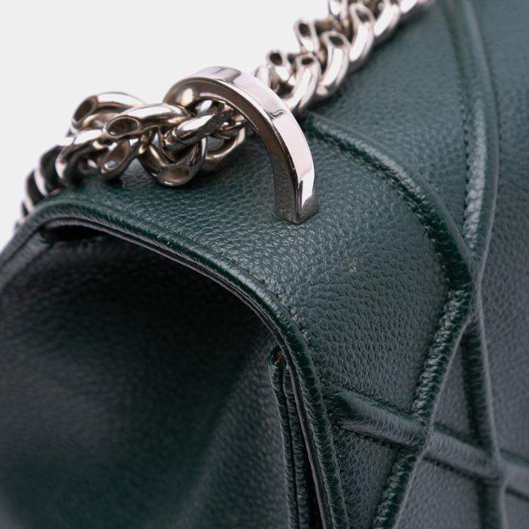 Pre Owned Dior Green Large Grained Calfskin Diorama Flap