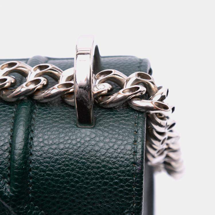 Pre Owned Dior Green Large Grained Calfskin Diorama Flap