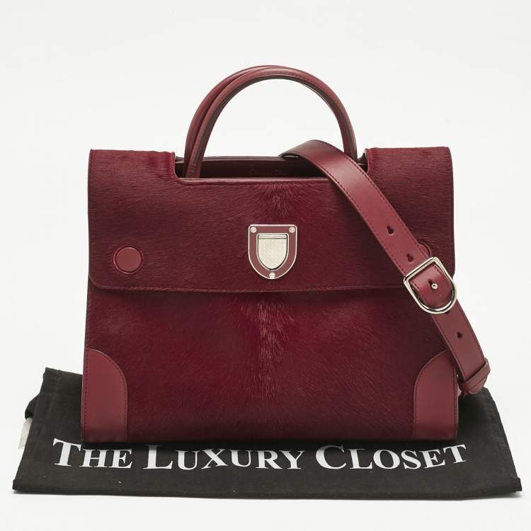 Pre Owned Dior Red Calfhair and Leather Medium Diorever Tote