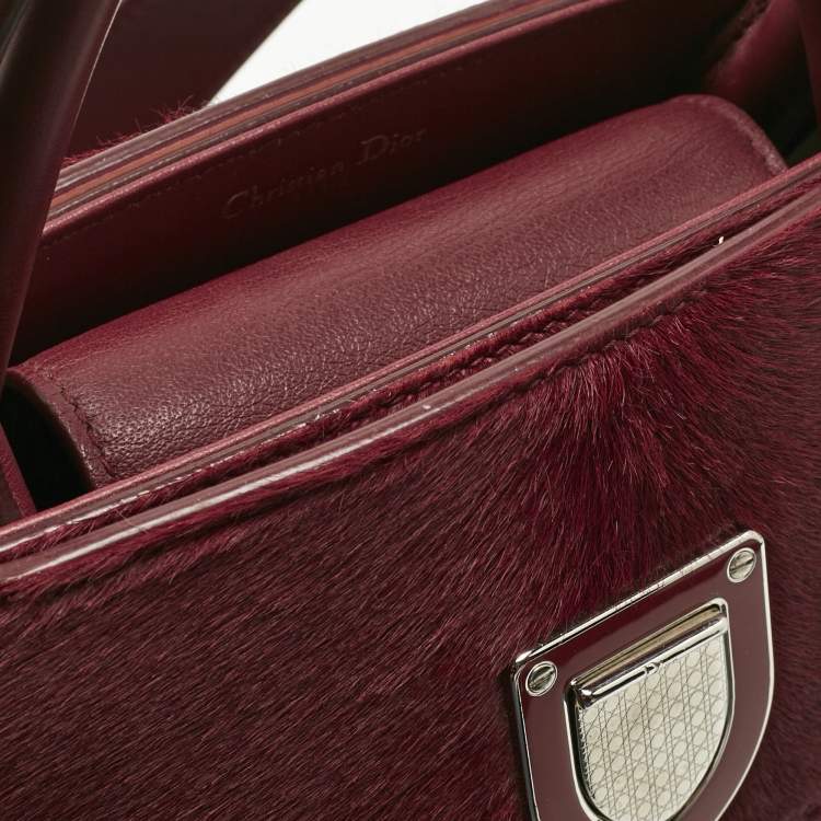 Pre Owned Dior Red Calfhair and Leather Medium Diorever Tote