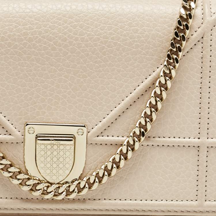 Pre Owned Dior Blush Pink Leather Diorama Wallet on Chain