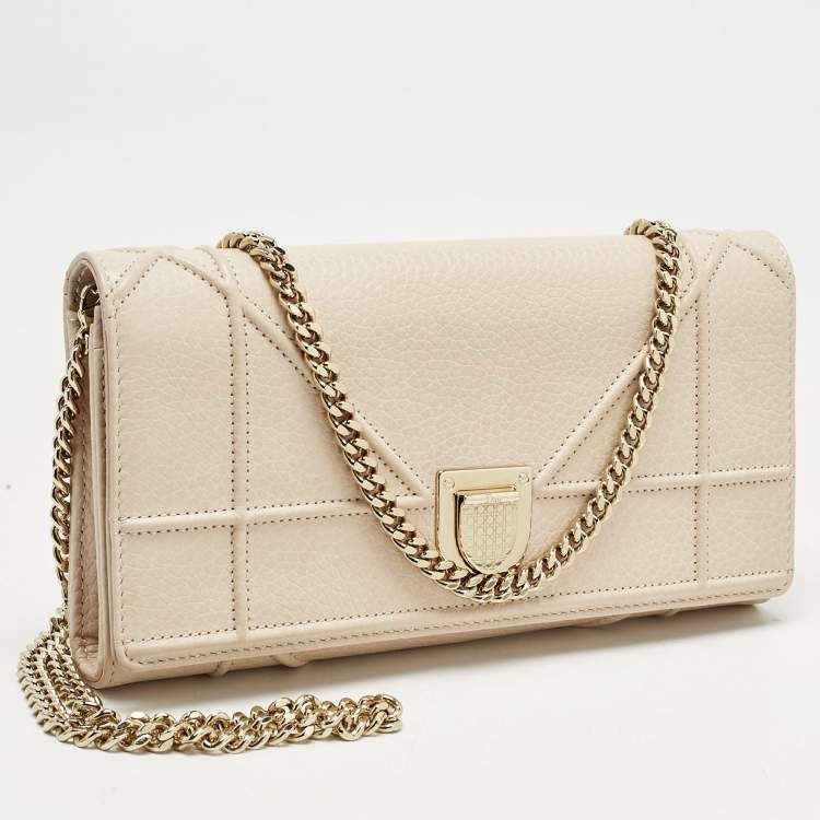 Pre Owned Dior Blush Pink Leather Diorama Wallet on Chain