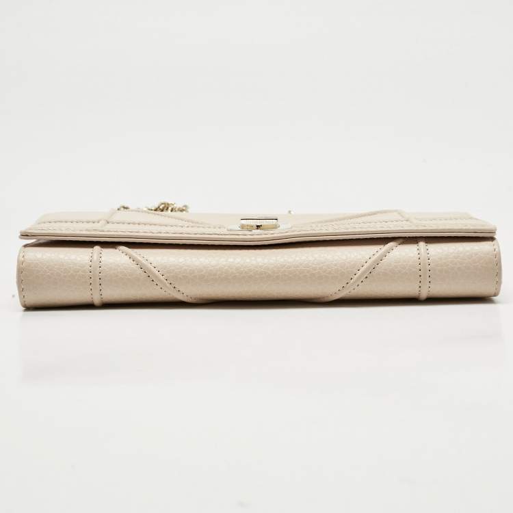 Pre Owned Dior Blush Pink Leather Diorama Wallet on Chain
