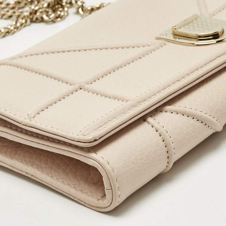 Pre Owned Dior Blush Pink Leather Diorama Wallet on Chain