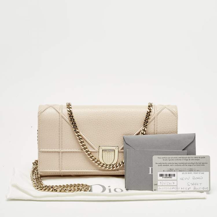 Pre Owned Dior Blush Pink Leather Diorama Wallet on Chain