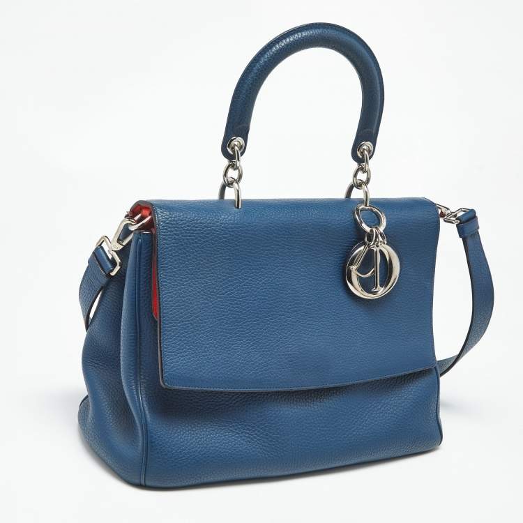 Pre Owned Dior Navy Blue Leather Medium Be Dior Flap Bag