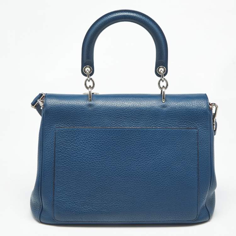 Pre Owned Dior Navy Blue Leather Medium Be Dior Flap Bag