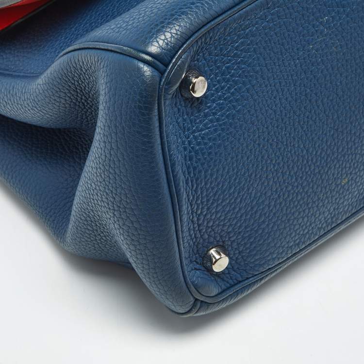 Pre Owned Dior Navy Blue Leather Medium Be Dior Flap Bag