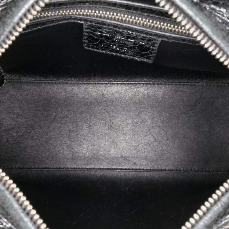 Pre Owned Dior Black Medium Ceramic Effect Deerskin Jeweled Swan Lady Dior
