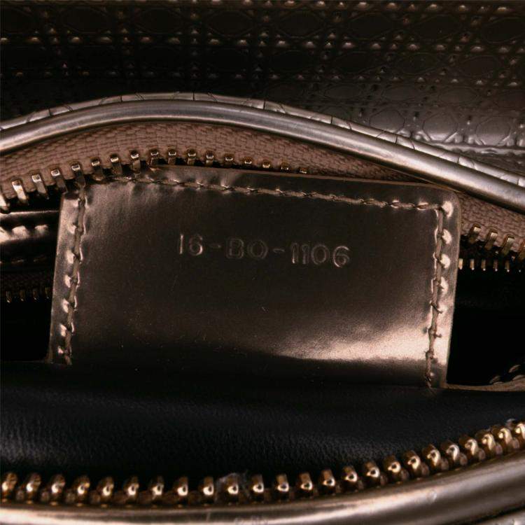 Pre Owned Dior Gold Medium Metallic Patent Microcannage Lady Dior