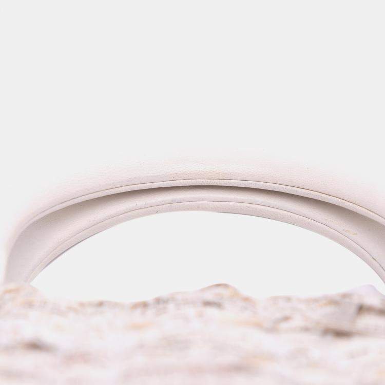 Pre Owned Dior White Medium Tweed Cannage Lady Dior