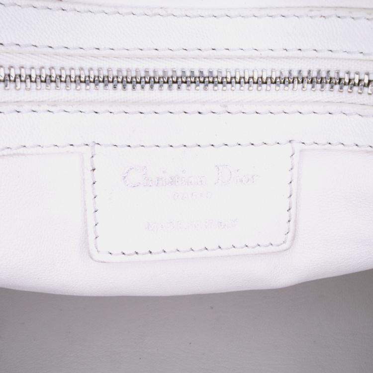 Pre Owned Dior White Medium Tweed Cannage Lady Dior