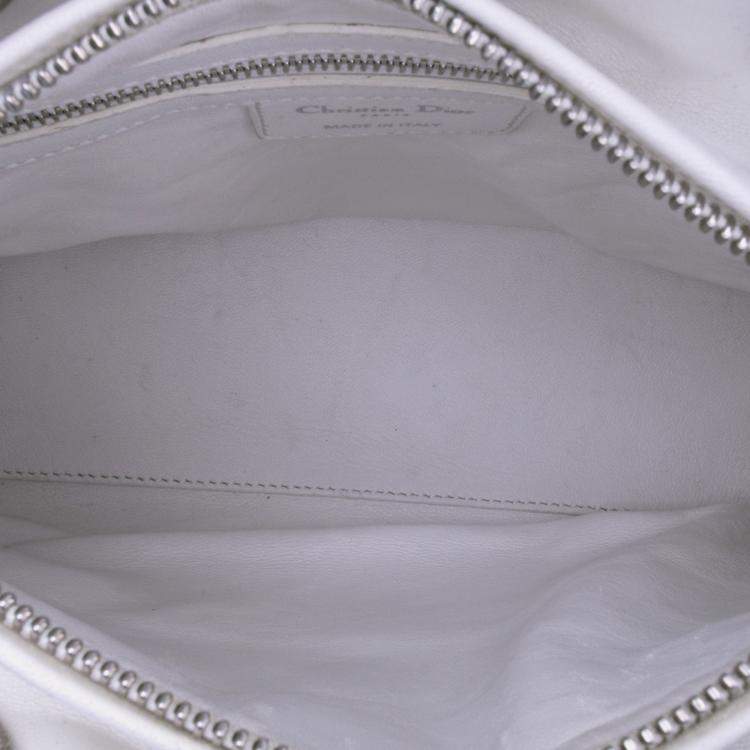 Pre Owned Dior White Medium Tweed Cannage Lady Dior