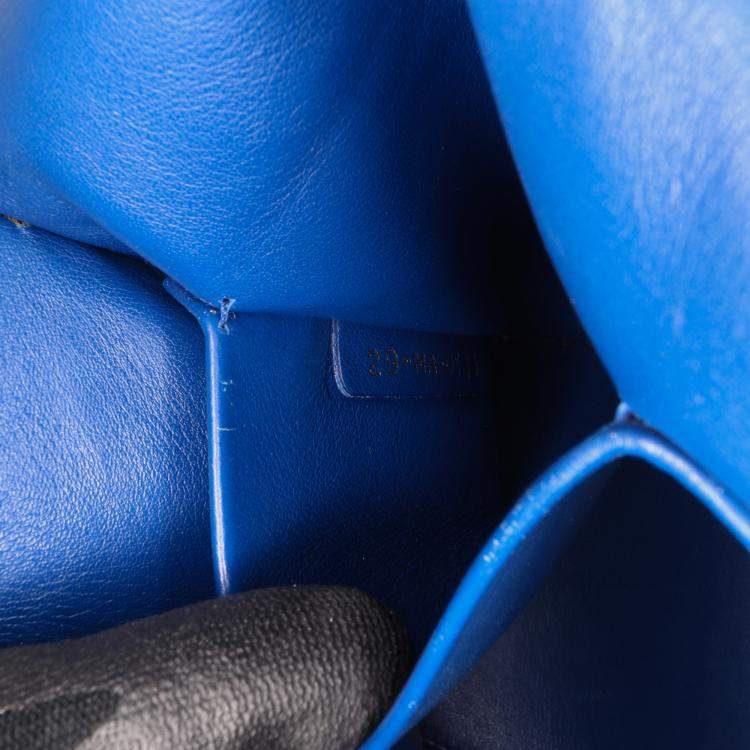 Pre Owned Dior Black Blue Medium Calfskin Be Dior Double Flap