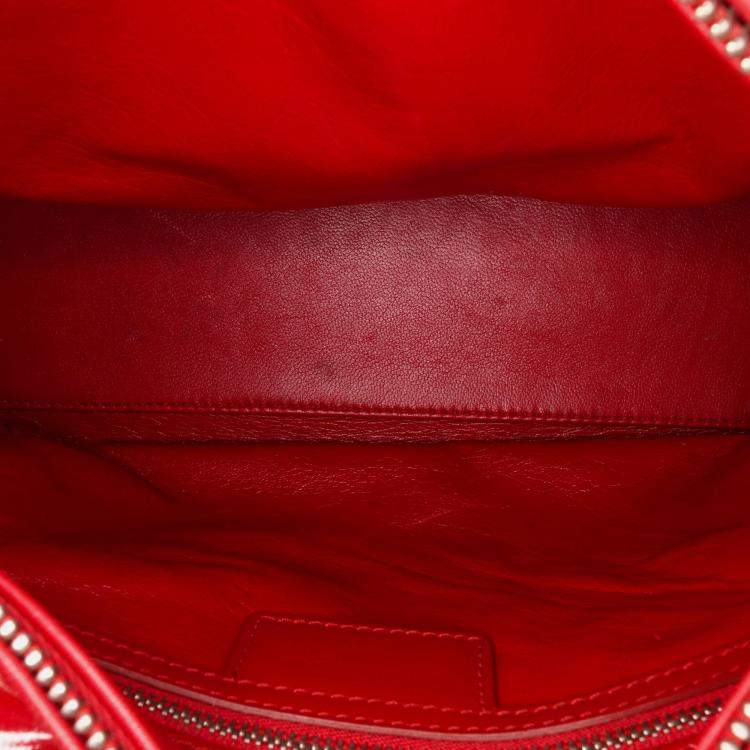 Pre Owned Dior Red Medium Tweed Fringe Rhinestone Lady Dior