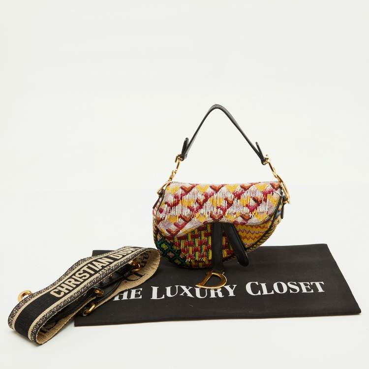 مملوكة مسبقًا Dior Multicolor Beaded and Leather Mini Saddle Bag