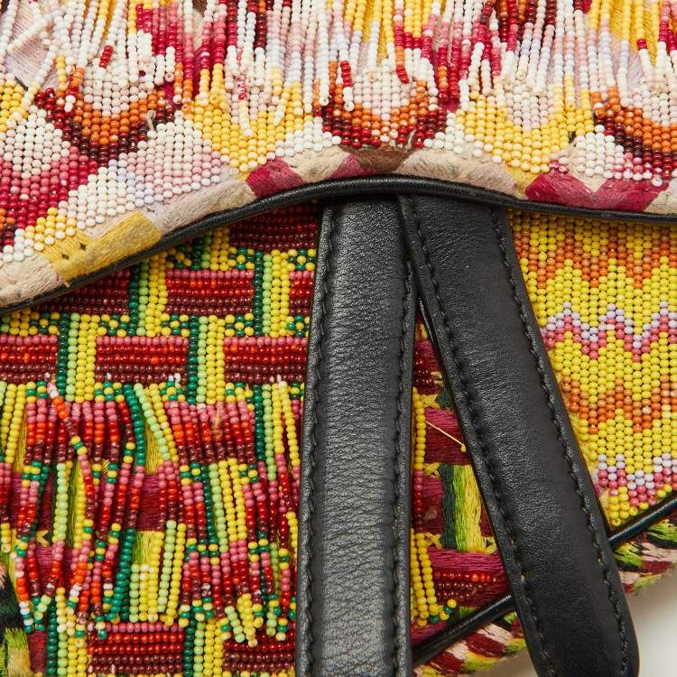 مملوكة مسبقًا Dior Multicolor Beaded and Leather Mini Saddle Bag