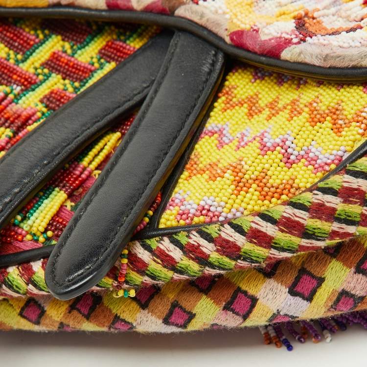 مملوكة مسبقًا Dior Multicolor Beaded and Leather Mini Saddle Bag