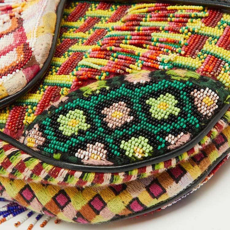 مملوكة مسبقًا Dior Multicolor Beaded and Leather Mini Saddle Bag