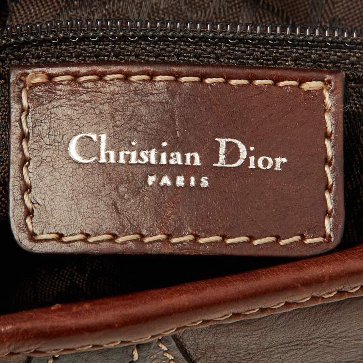 Pre Owned Dior Brown Leather Floral Embroidered Saddle Bag