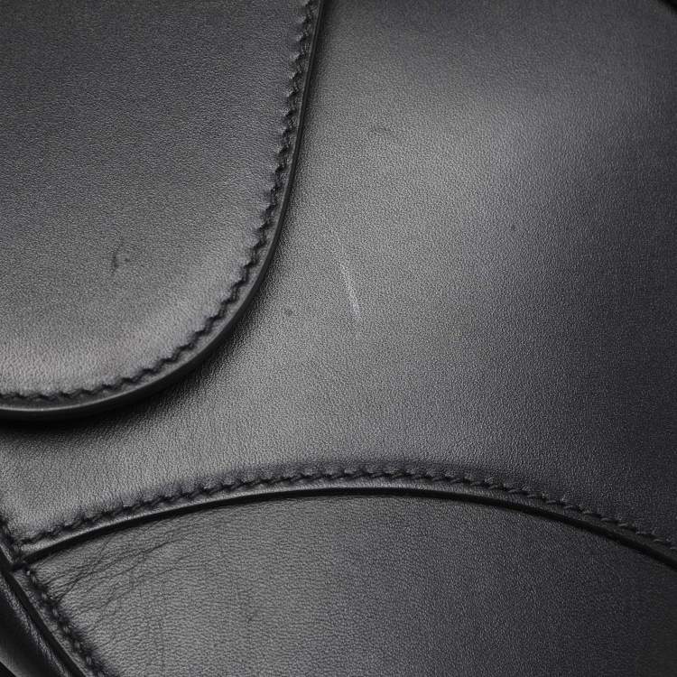 Pre Owned Dior Black Leather Saddle Bag