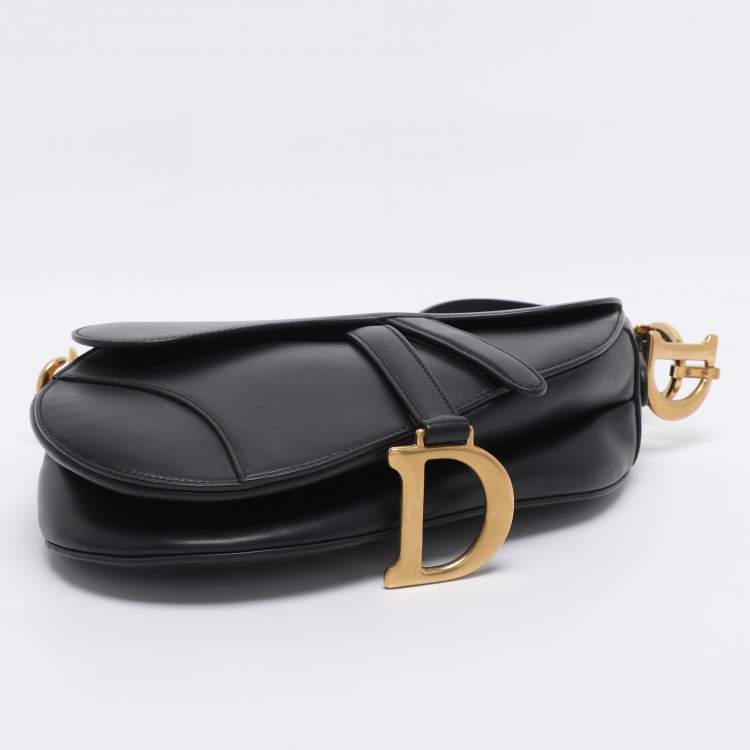Pre Owned Dior Black Leather Saddle Bag