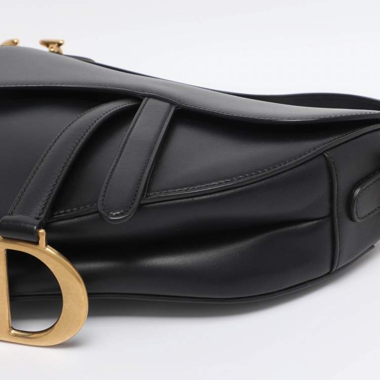 Pre Owned Dior Black Leather Saddle Bag