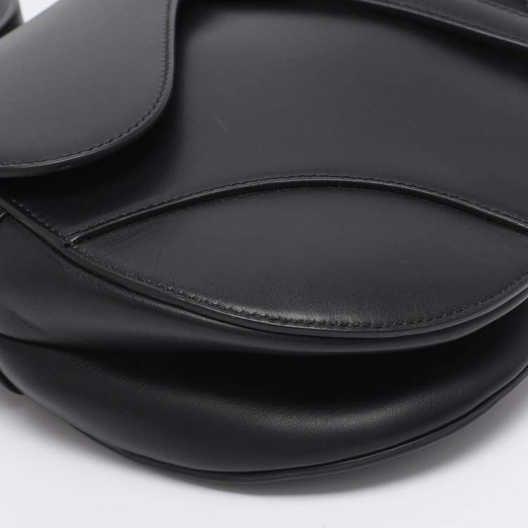Pre Owned Dior Black Leather Saddle Bag
