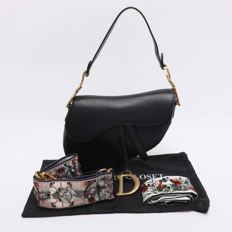 Pre Owned Dior Black Leather Saddle Bag