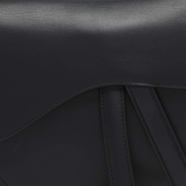 Pre Owned Dior Black Leather Saddle Bag