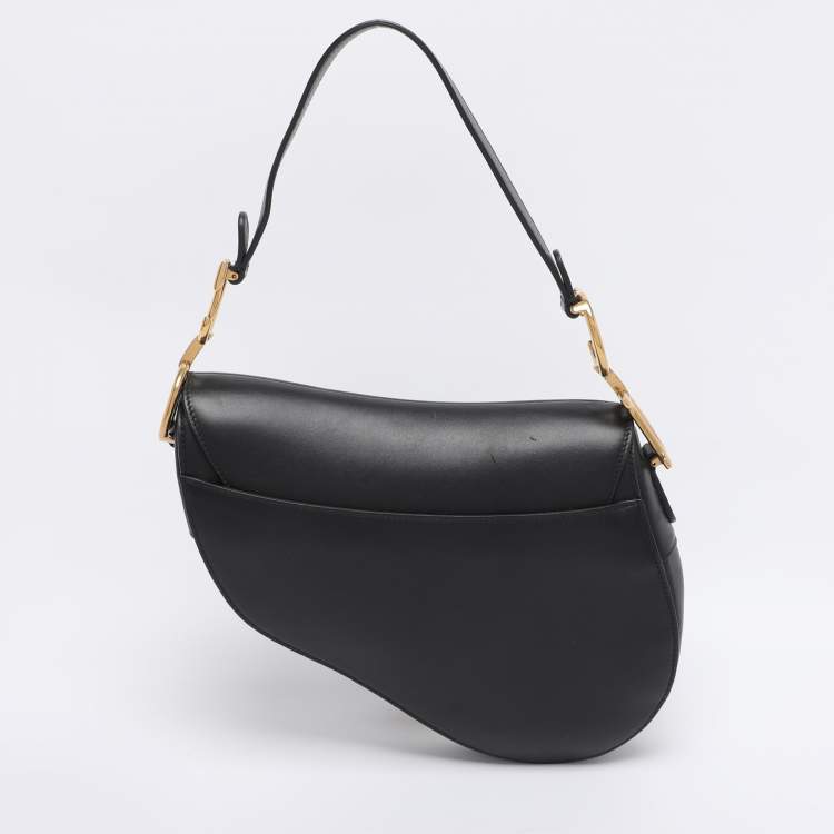 Pre Owned Dior Black Leather Saddle Bag