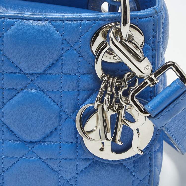 Pre Owned Dior Blue Cannage Leather Nano Lady Dior Tote