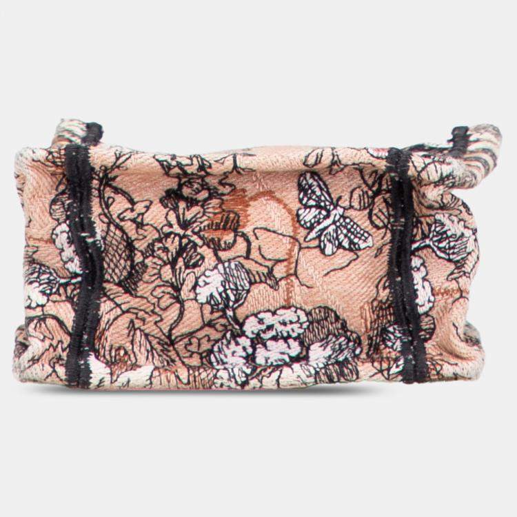 Pre Owned Dior Pink Mini Embroidered Canvas Jardin Magique Vertical Book Tote
