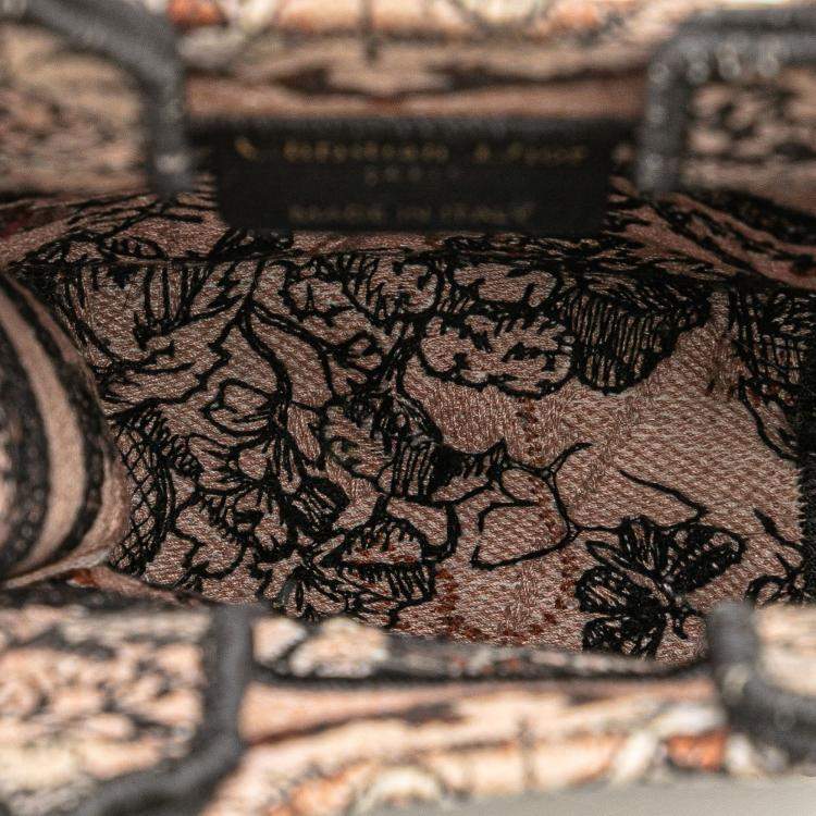 Pre Owned Dior Pink Mini Embroidered Canvas Jardin Magique Vertical Book Tote