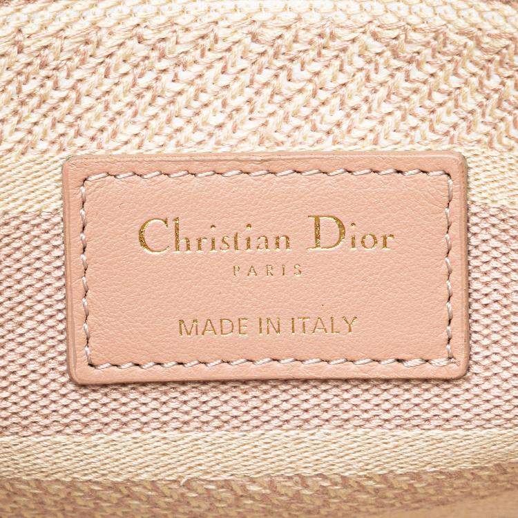 Pre Owned Dior Pink Medium Canvas Houndstooth Embroidered Lady D Lite