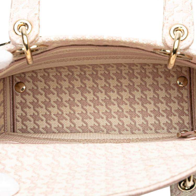 Pre Owned Dior Pink Medium Canvas Houndstooth Embroidered Lady D Lite