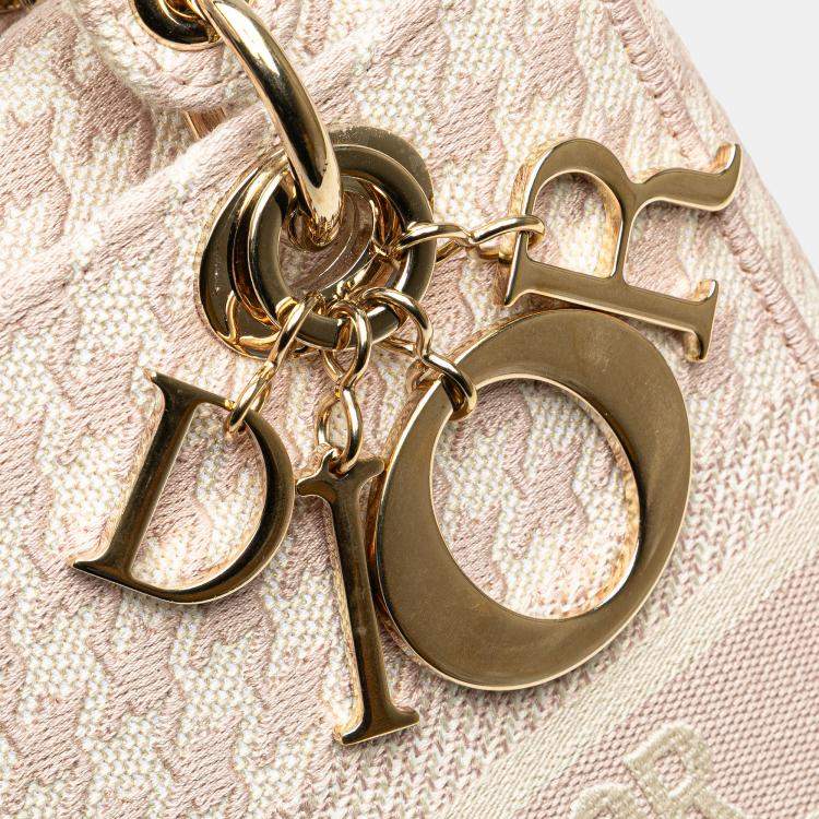 Pre Owned Dior Pink Medium Canvas Houndstooth Embroidered Lady D Lite