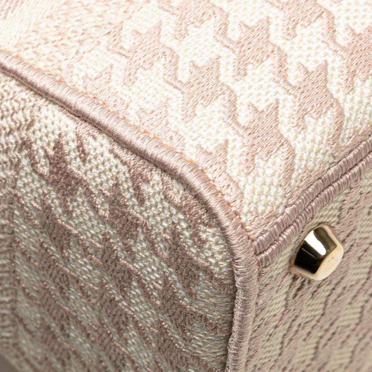 Pre Owned Dior Pink Medium Canvas Houndstooth Embroidered Lady D Lite