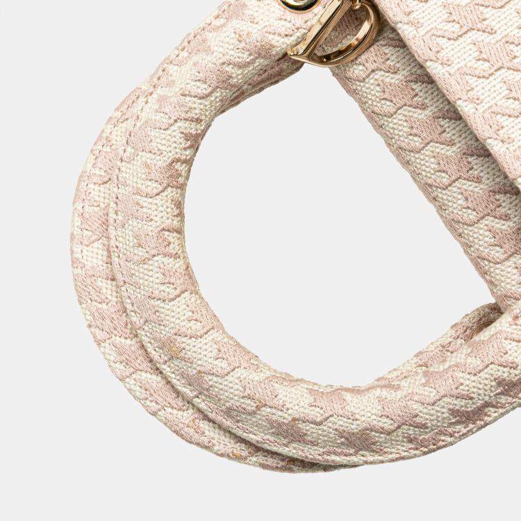 Pre Owned Dior Pink Medium Canvas Houndstooth Embroidered Lady D Lite