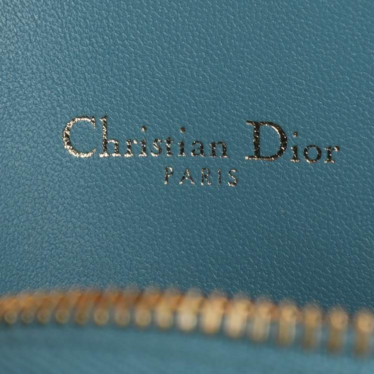 Pre Owned Dior Light Blue Cannage Leather Caro Pouch Clutch