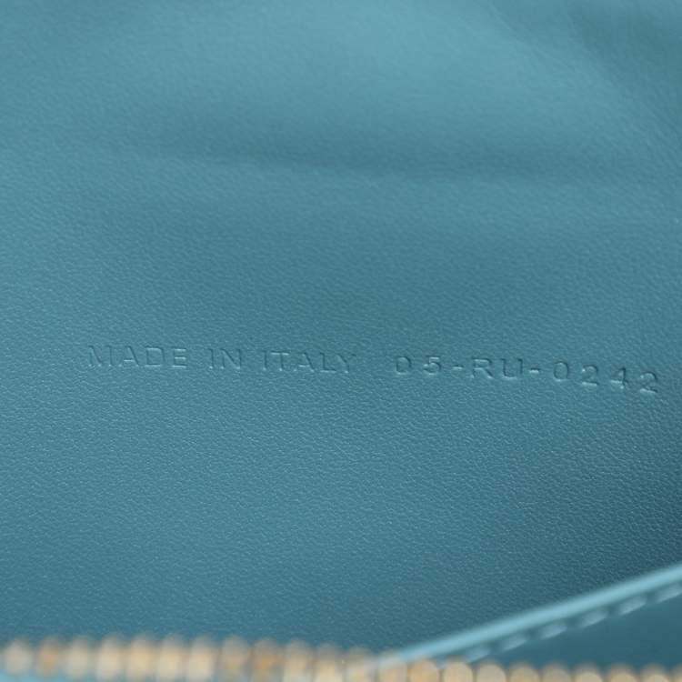 Pre Owned Dior Light Blue Cannage Leather Caro Pouch Clutch
